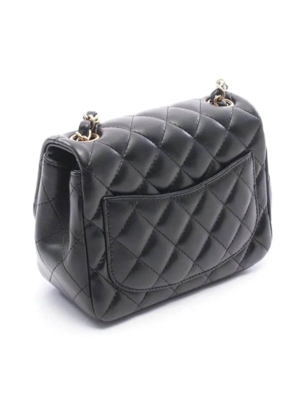 Chanel Shoulder Bag Mini Quilted Black Lambskin Chain